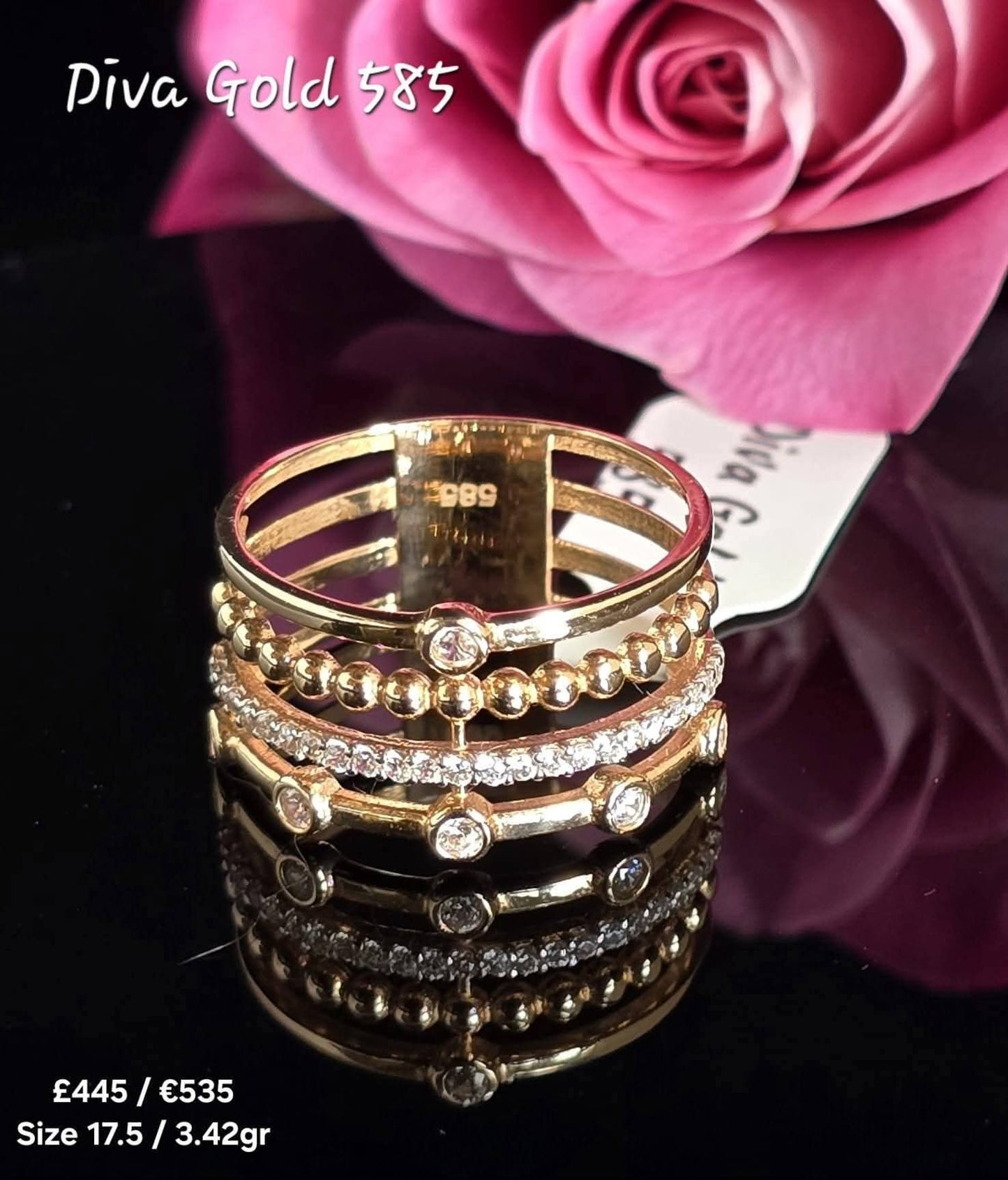 Gold women Ring.Size 17.5