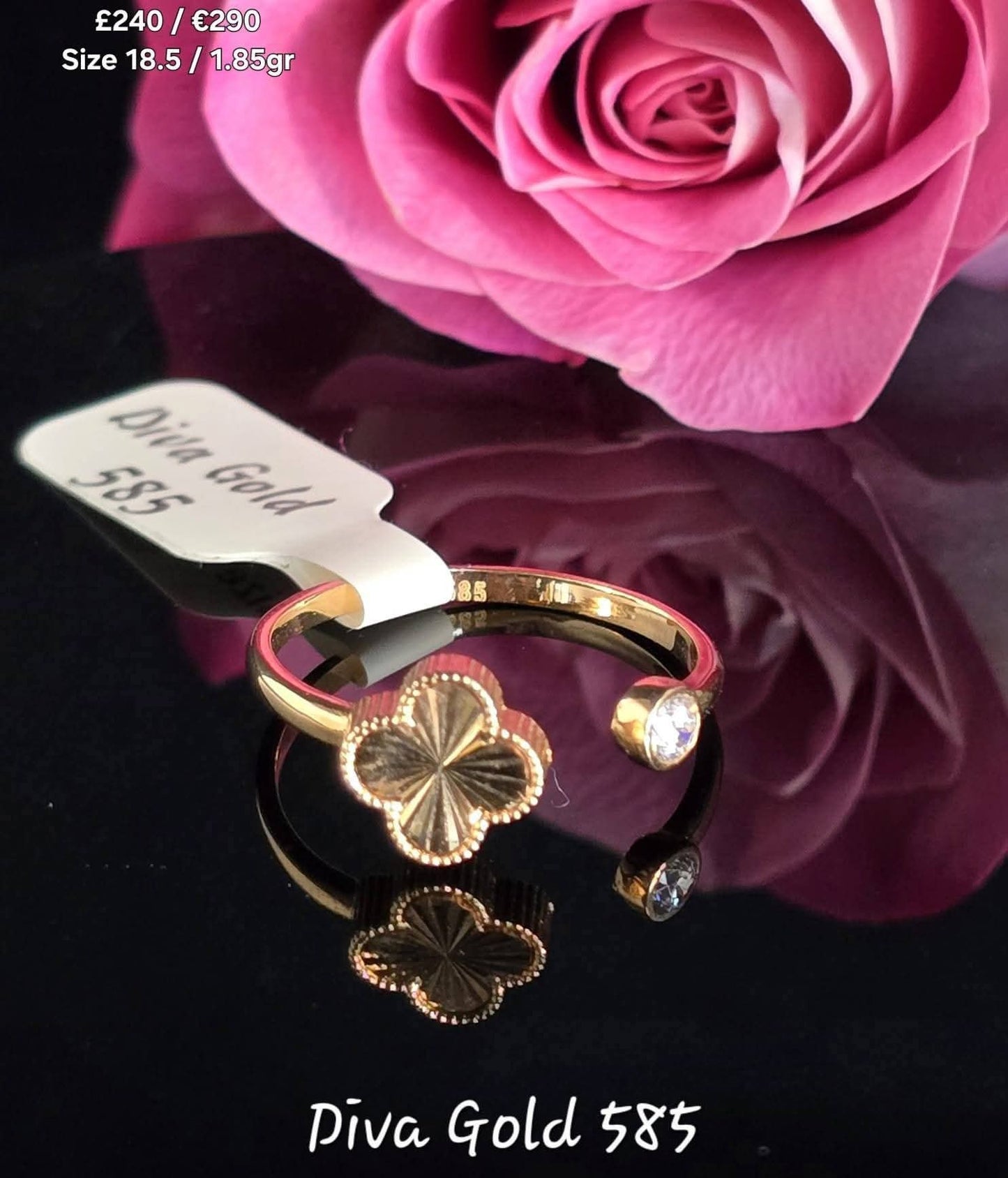 Women's gold clover ring. Size 18.5