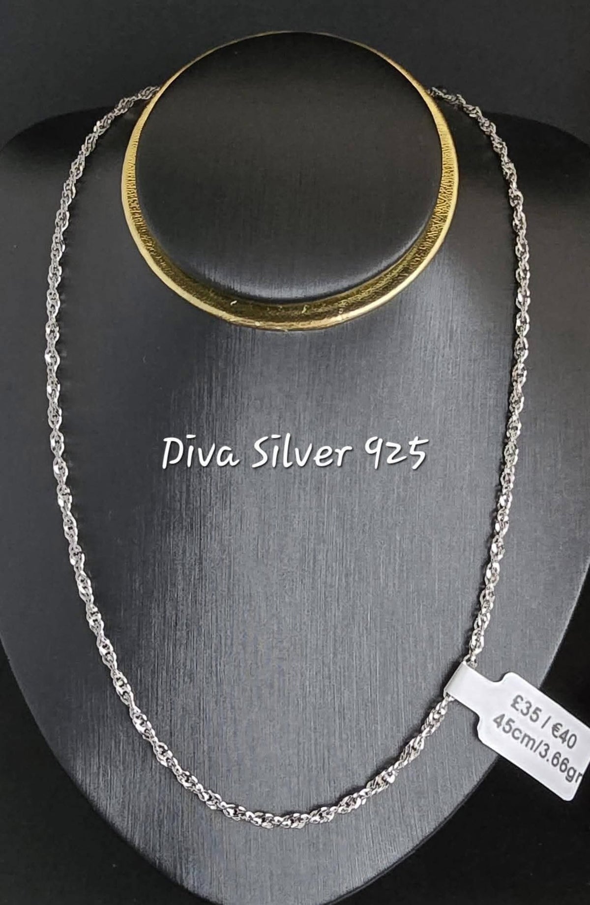 925 Sterling Silver Textured Link Chain – 45cm – 3.66g