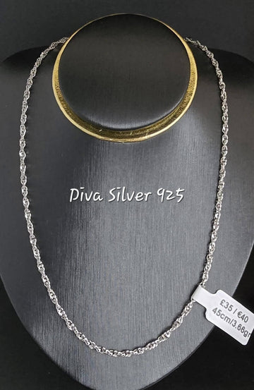925 Sterling Silver Textured Link Chain – 45cm – 3.66g