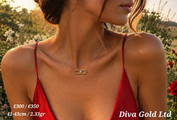 14K Gold Oval Cubic Zirconia Necklace