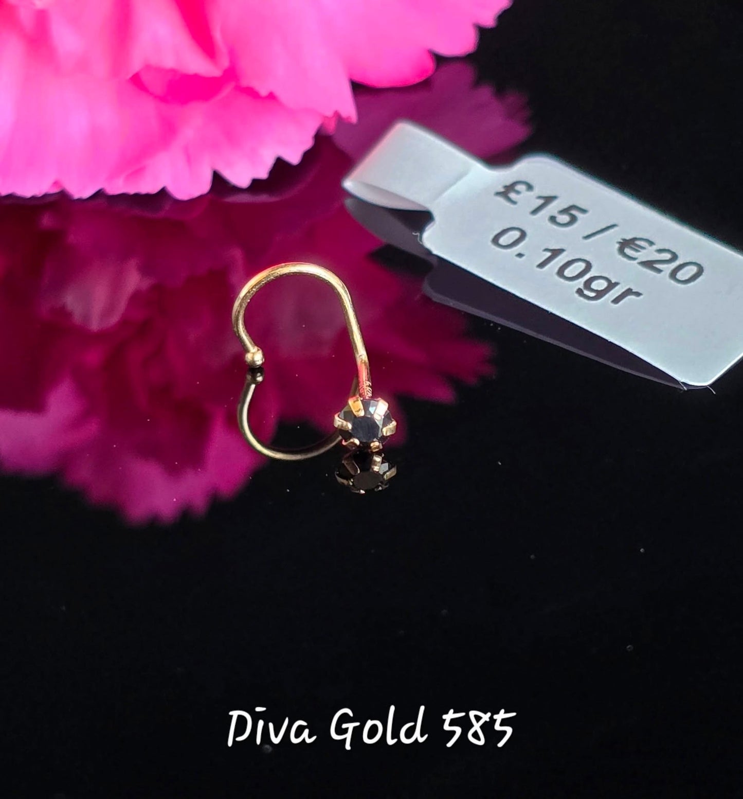 Black Zirkonium Stone Gold 585 nose piercing