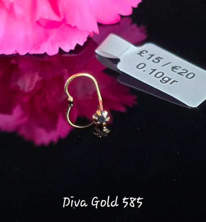 Black Zirkonium Stone Gold 585 nose piercing