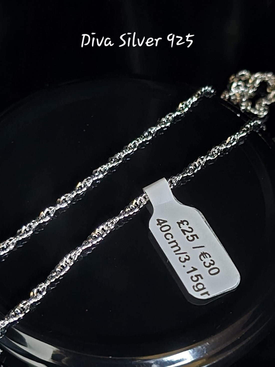 925 Sterling Silver Textured Link Chain – 40cm – 3.15g