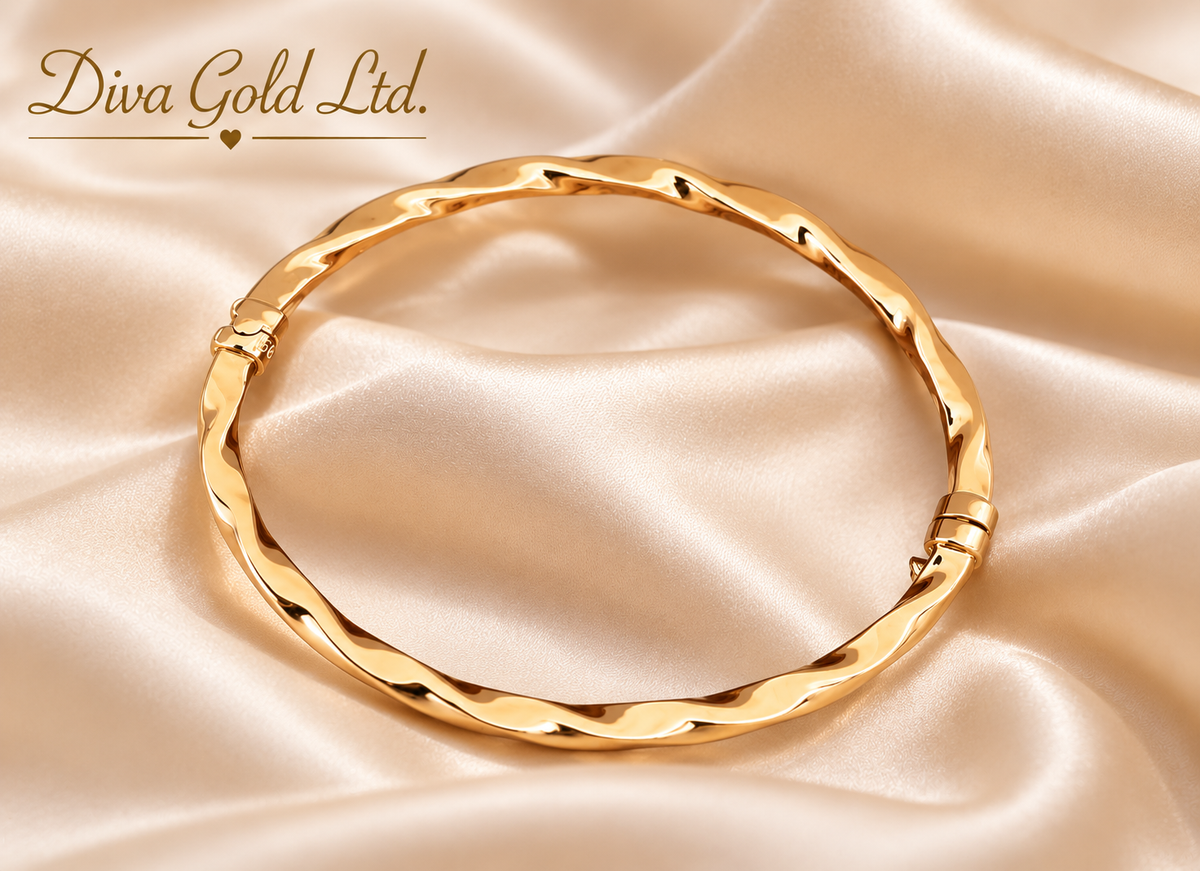 14K Rose Gold Twisted Bangle Bracelet