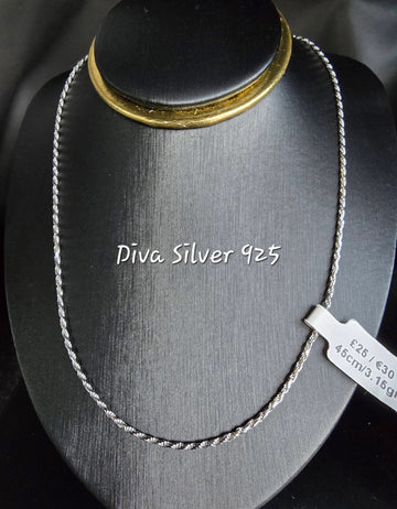 925 Sterling Silver Textured Rope Chain – 45cm – 3.16g
