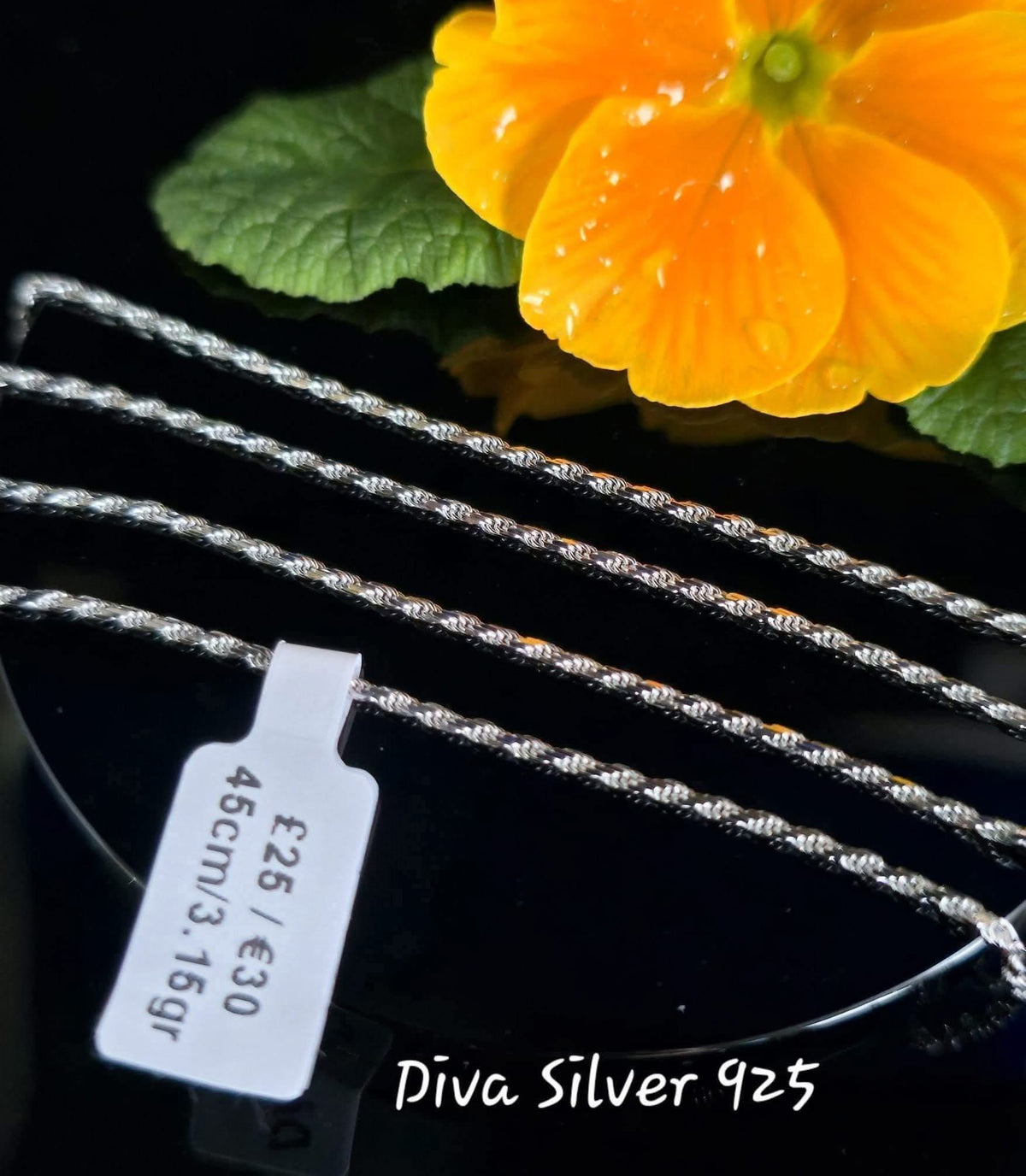 925 Sterling Silver Textured Rope Chain – 45cm – 3.16g