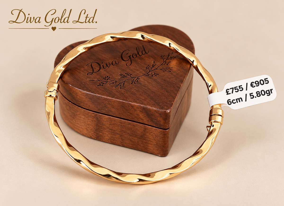 14K Rose Gold Twisted Bangle Bracelet