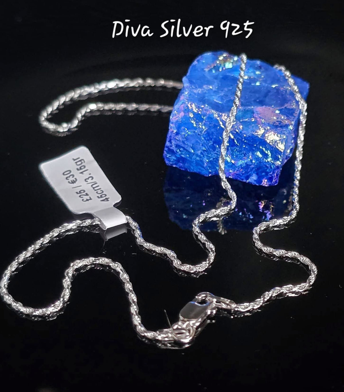 925 Sterling Silver Textured Rope Chain – 45cm – 3.16g