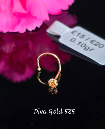 Yellow Zirkonium Stone Gold 585 Nose piercing