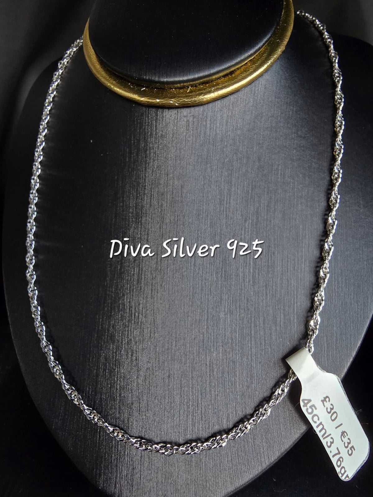 925 Sterling Silver Textured Link Chain – 45cm – 3.76g