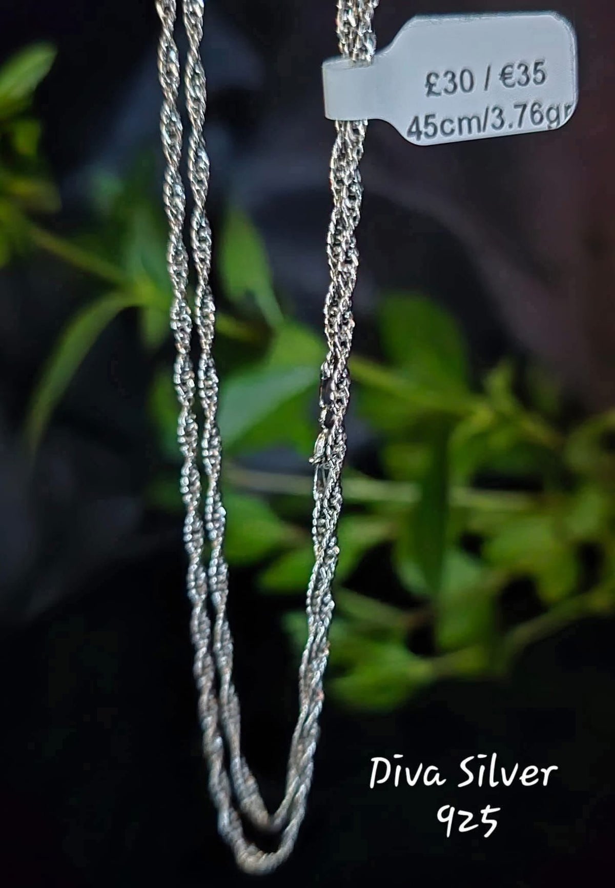 925 Sterling Silver Textured Link Chain – 45cm – 3.76g