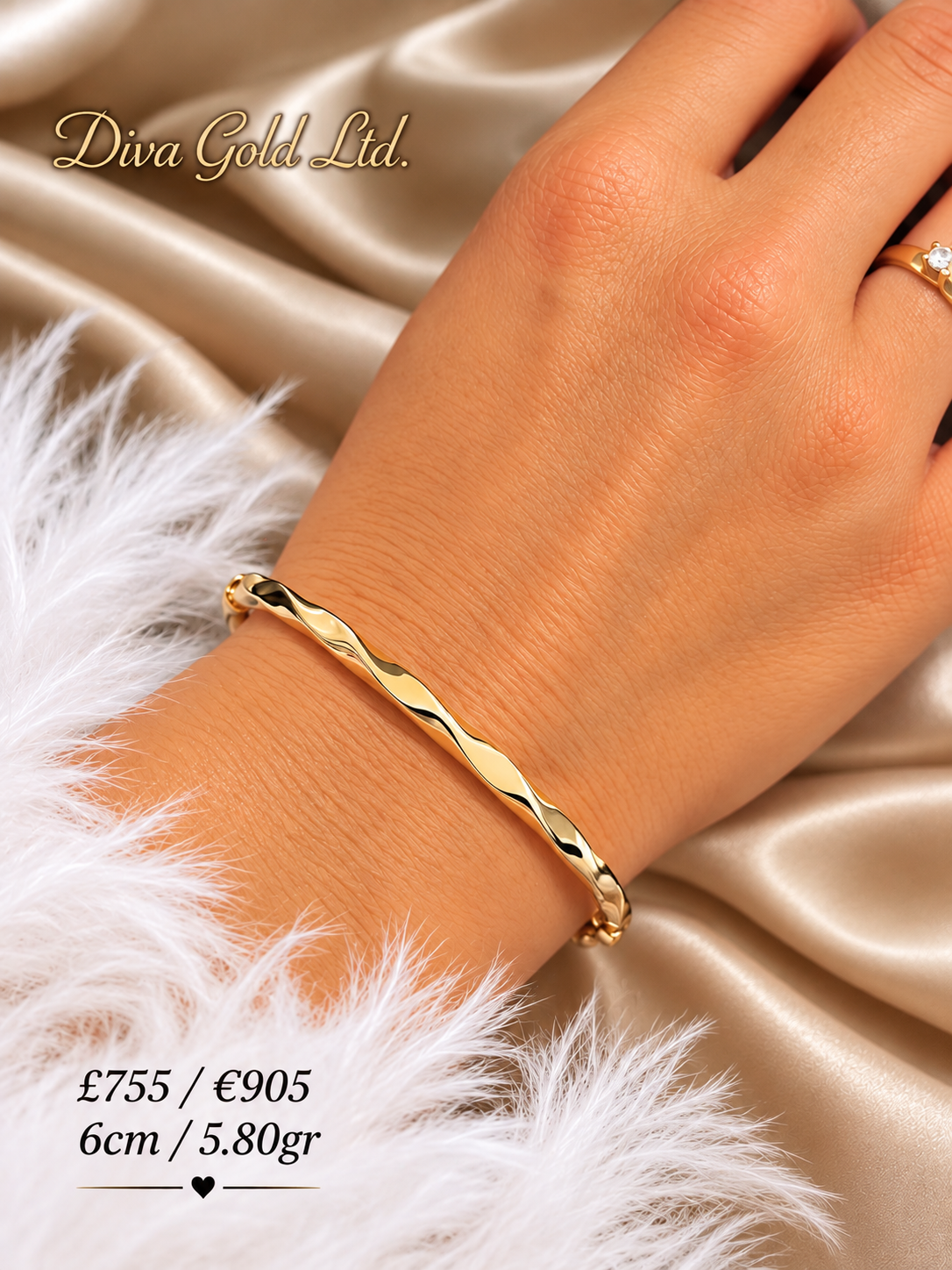 14K Rose Gold Twisted Bangle Bracelet