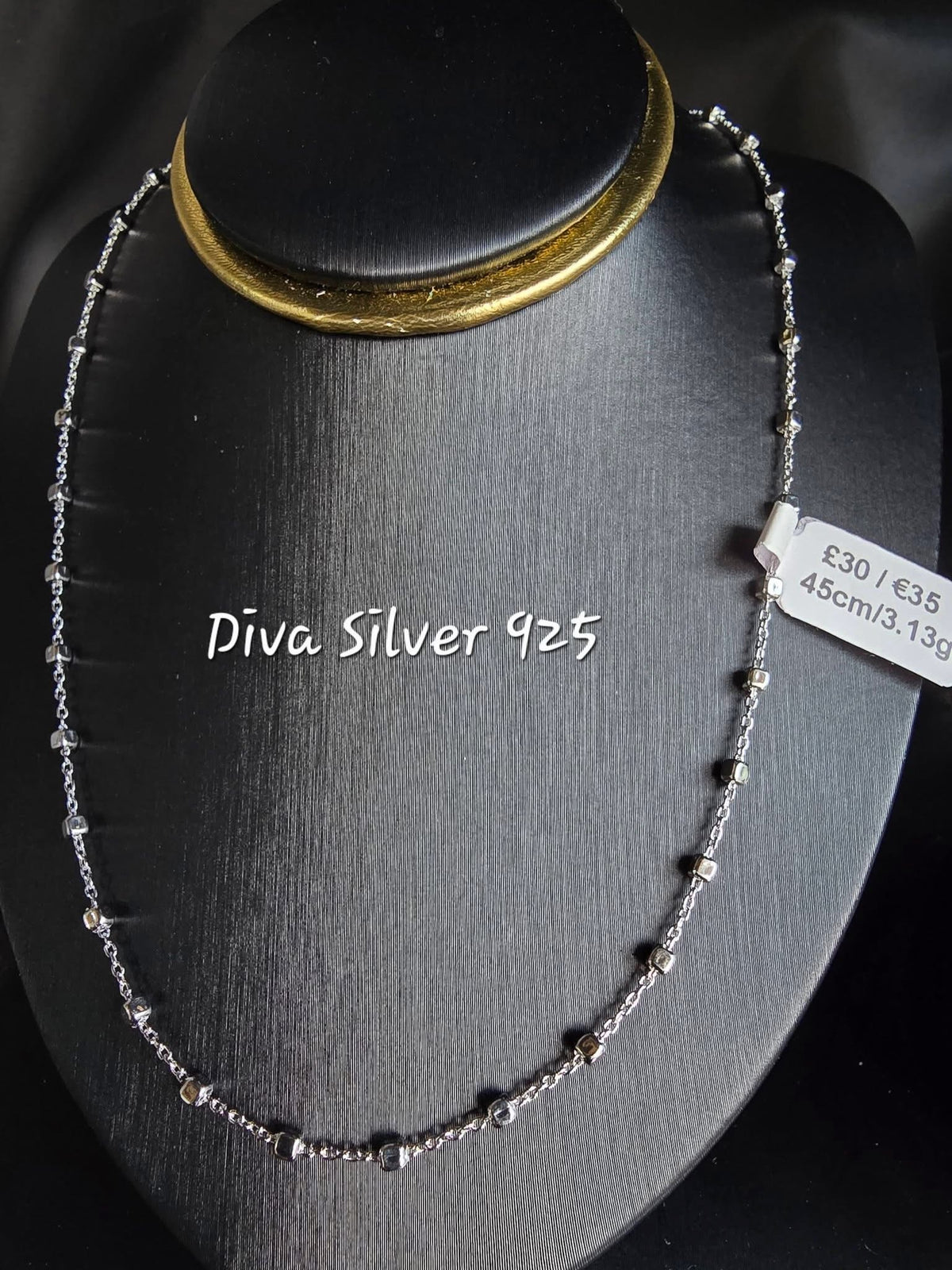 925 Sterling Silver Station Bead Chain – 45cm – 3.13g