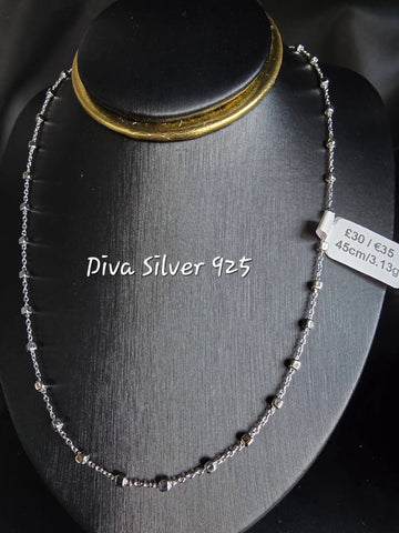 925 Sterling Silver Station Bead Chain – 45cm – 3.13g