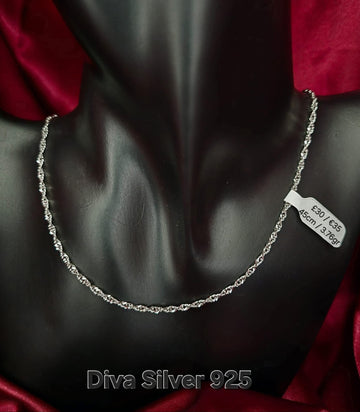 925 Sterling Silver Textured Link Chain – 45cm – 3.76g