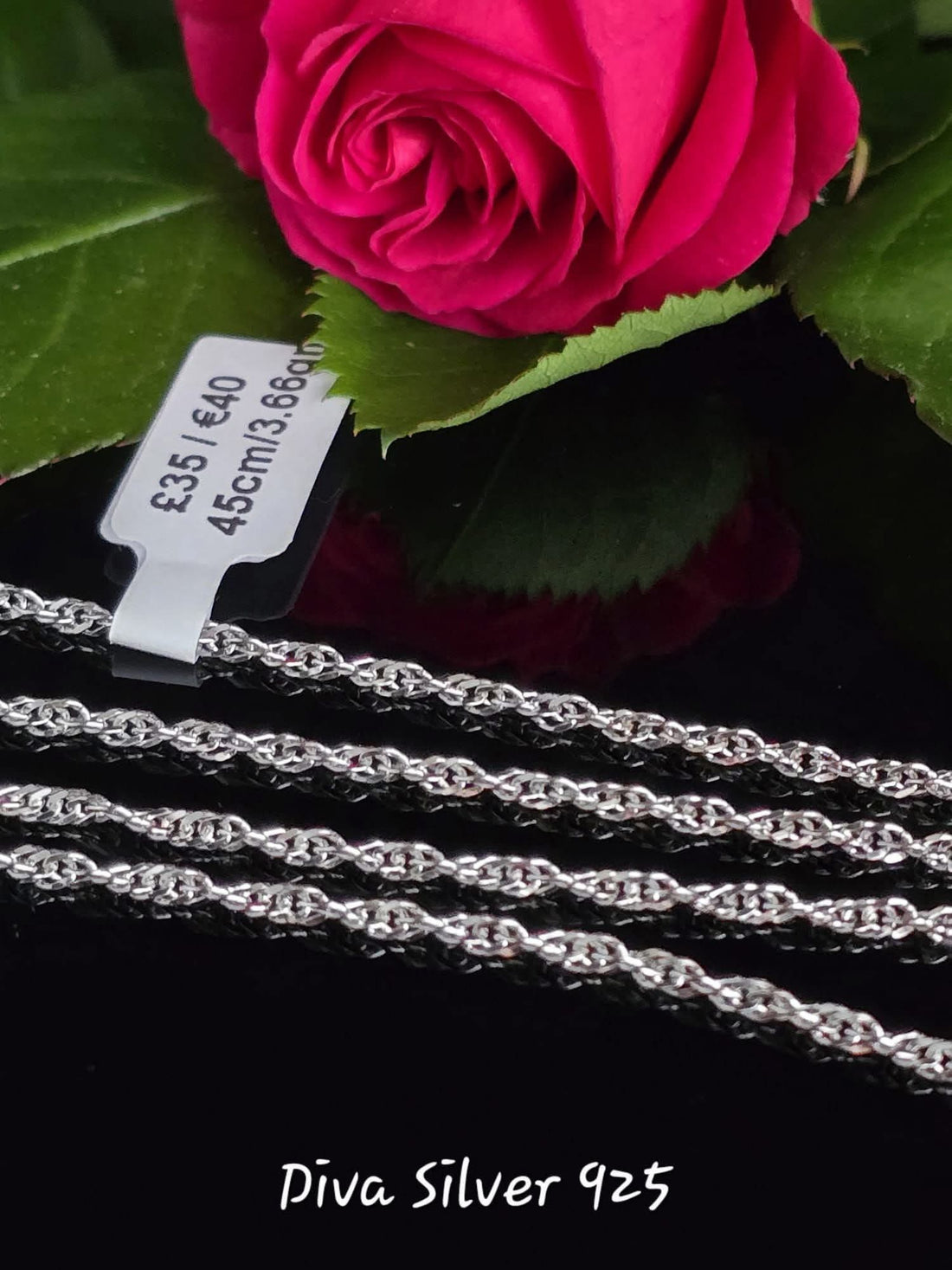 925 Sterling Silver Textured Link Chain – 45cm – 3.66g