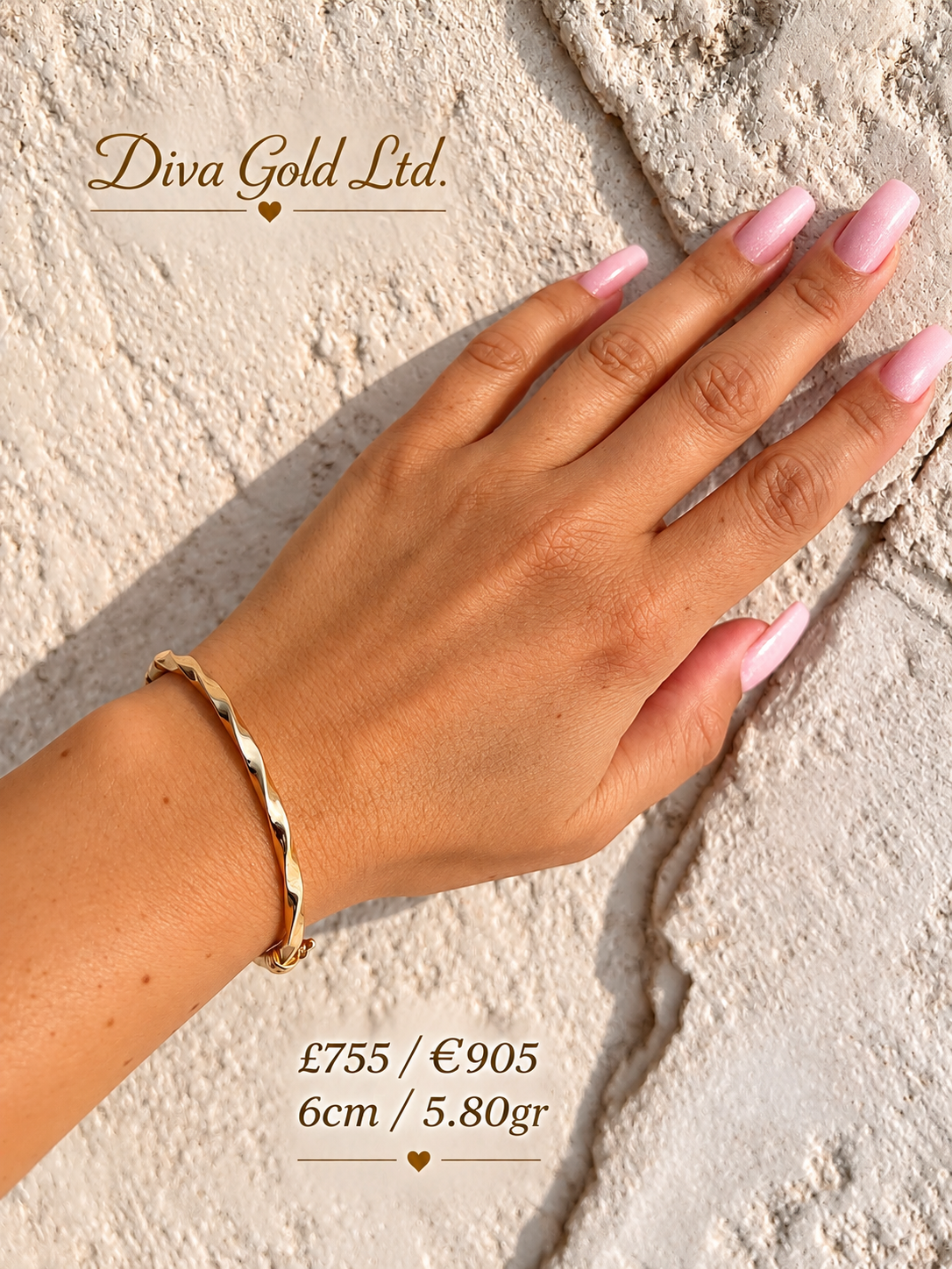 14K Rose Gold Twisted Bangle Bracelet