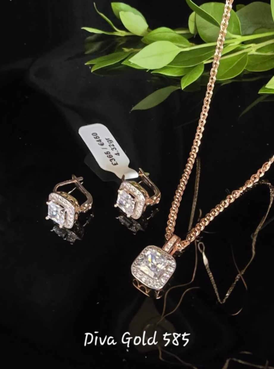 Gold 585 set (Chain, Pendant, Earrings)