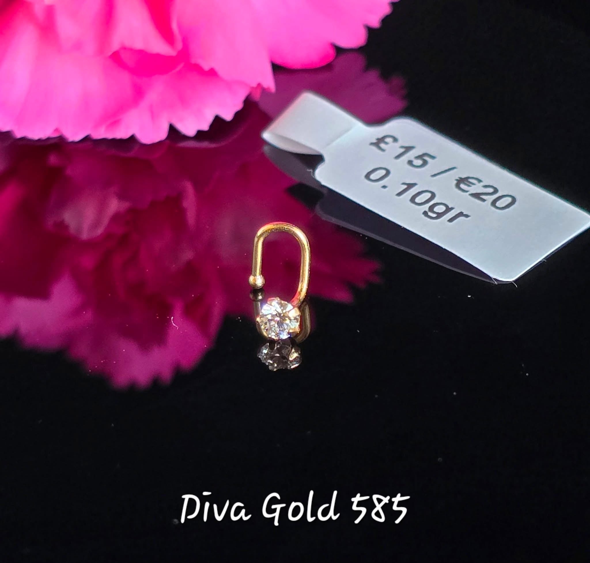 White Zirkonium Stone Gold 585 nose piercing
