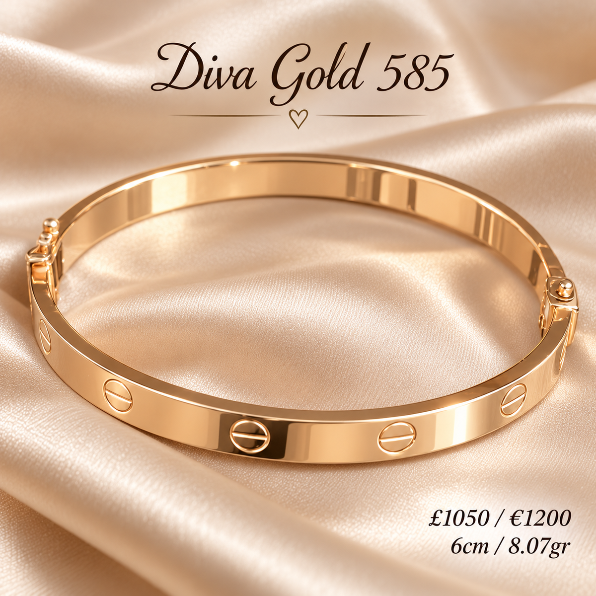 14K Gold Screw Motif Bracelet