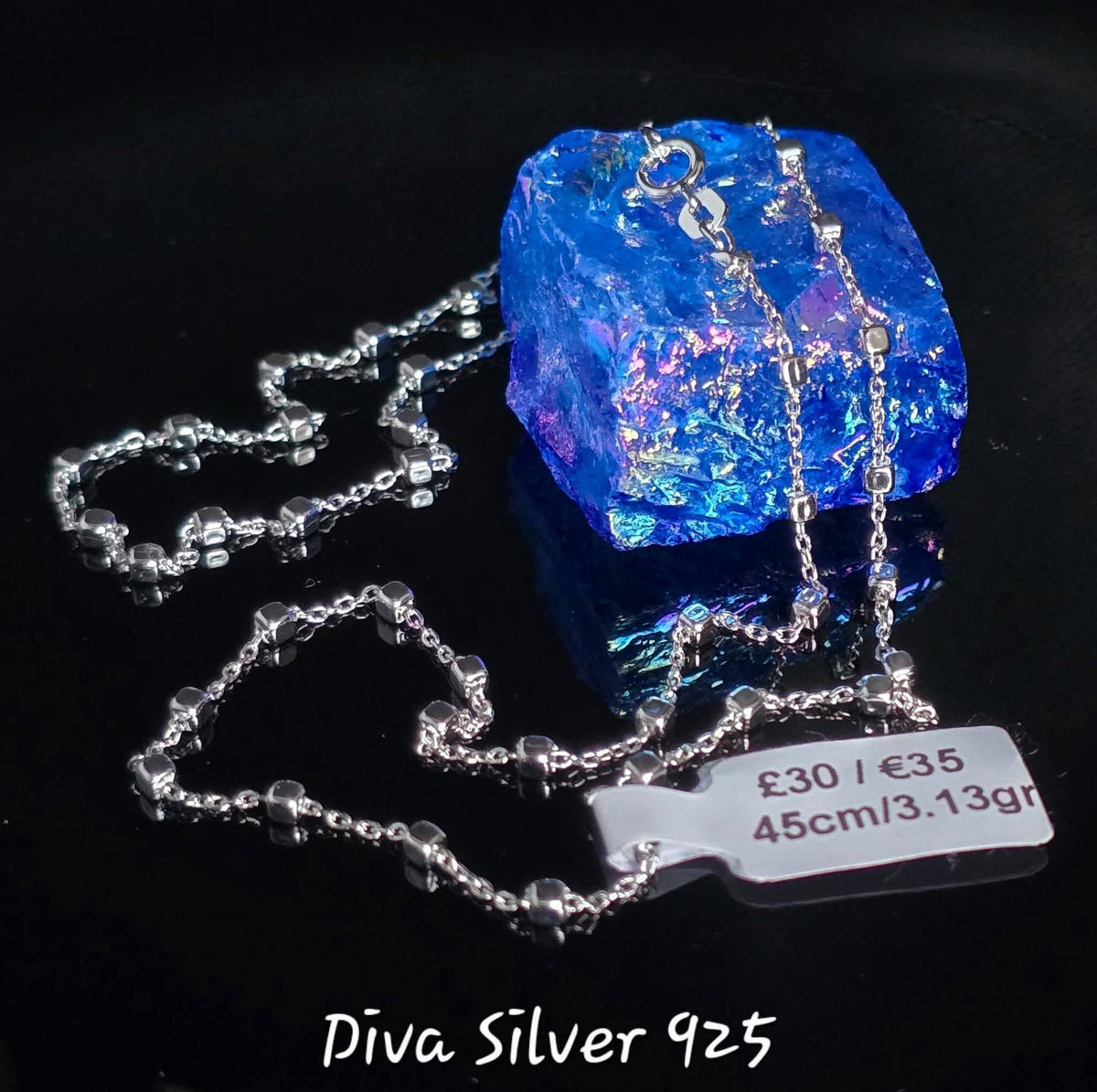 925 Sterling Silver Station Bead Chain – 45cm – 3.13g