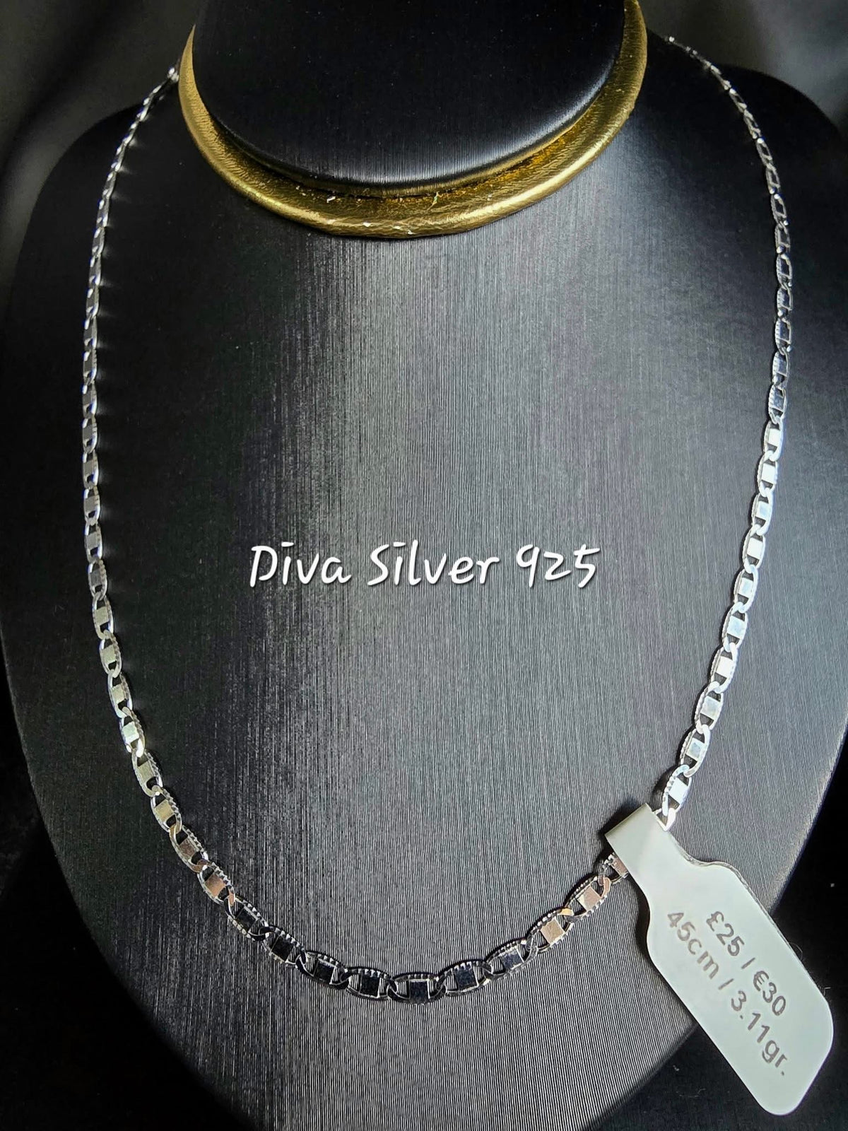925 Sterling Silver Figaro-Style Chain – 45cm – 3.11g