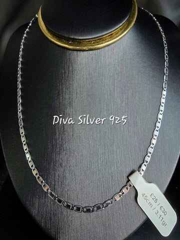 925 Sterling Silver Figaro-Style Chain – 45cm – 3.11g
