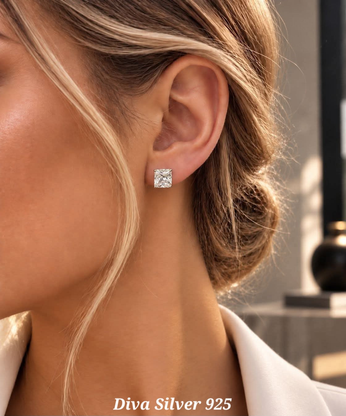 Sterling Silver Cubic Solid Women Earrings