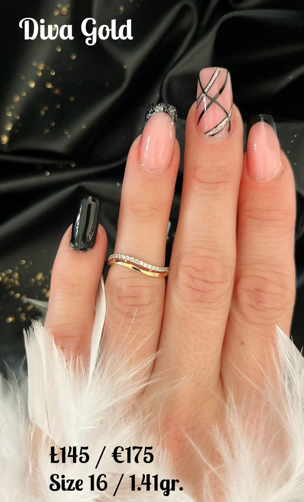 Gold ring with white zircon stones. Size 16