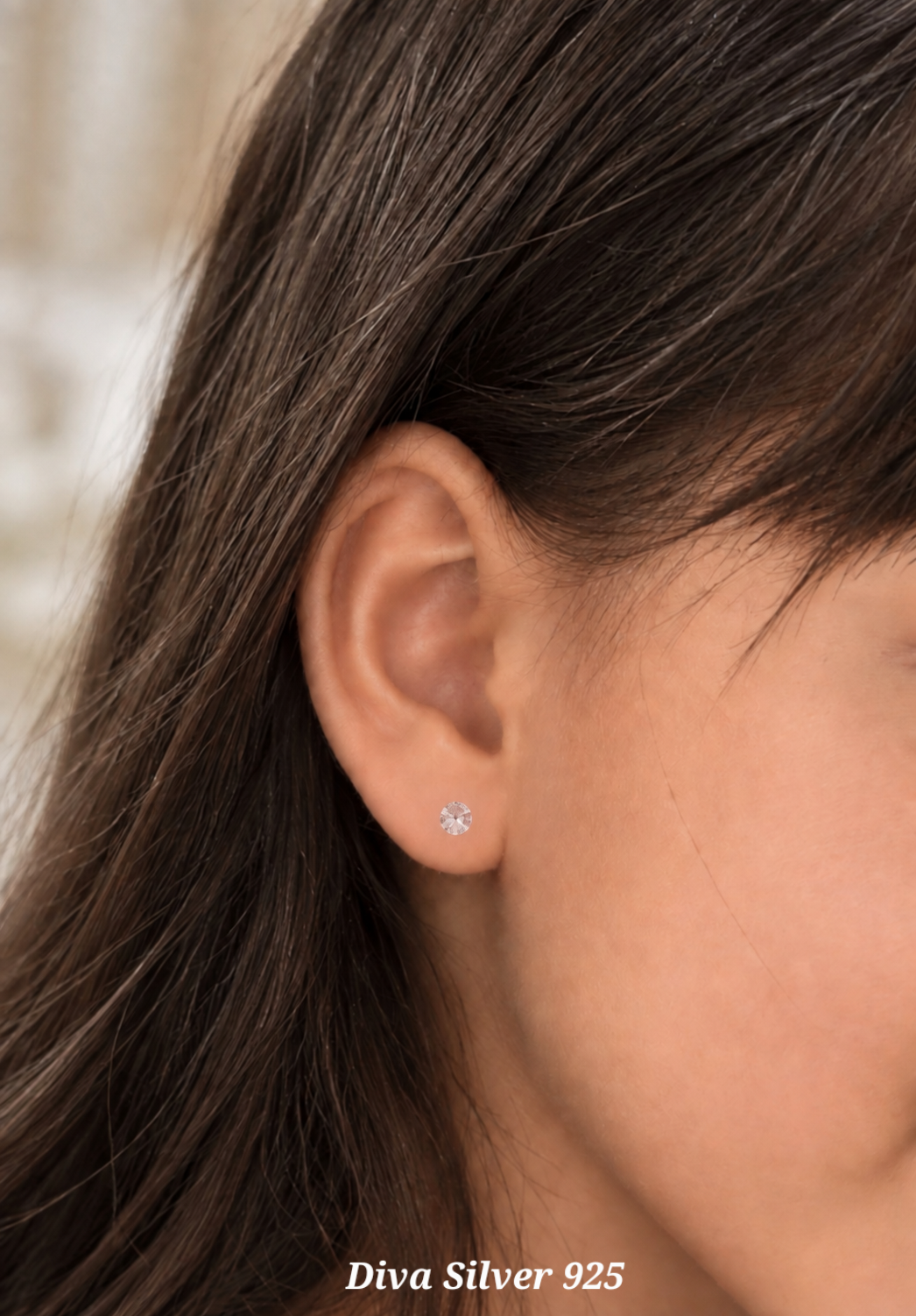 Sterling Silver White Simple Stud Earrings For Kids