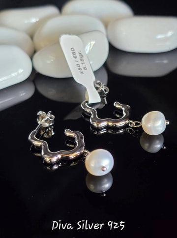 Sterling Silver Wavy Women Stud Earrings
