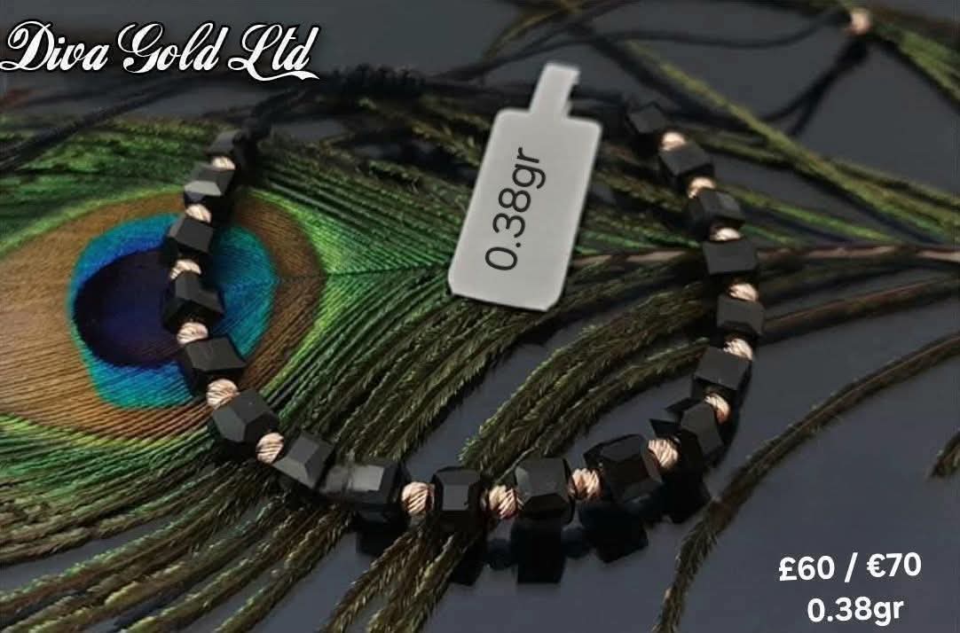 Black thread bracelets with 585 gold details