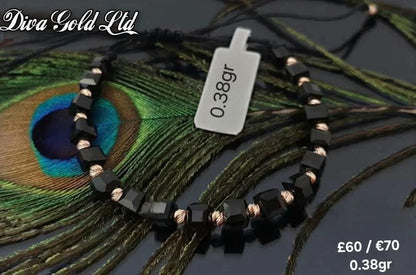 Black thread bracelets with 585 gold details