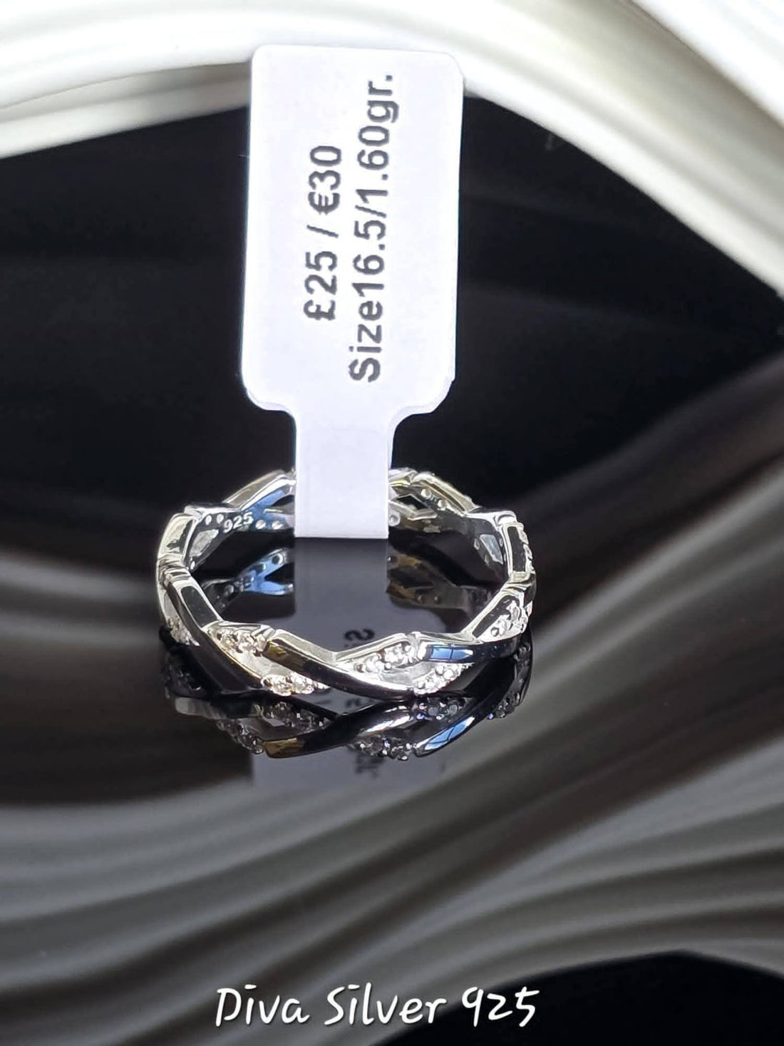 Sterling Silver Twist Zircone Stone Ring