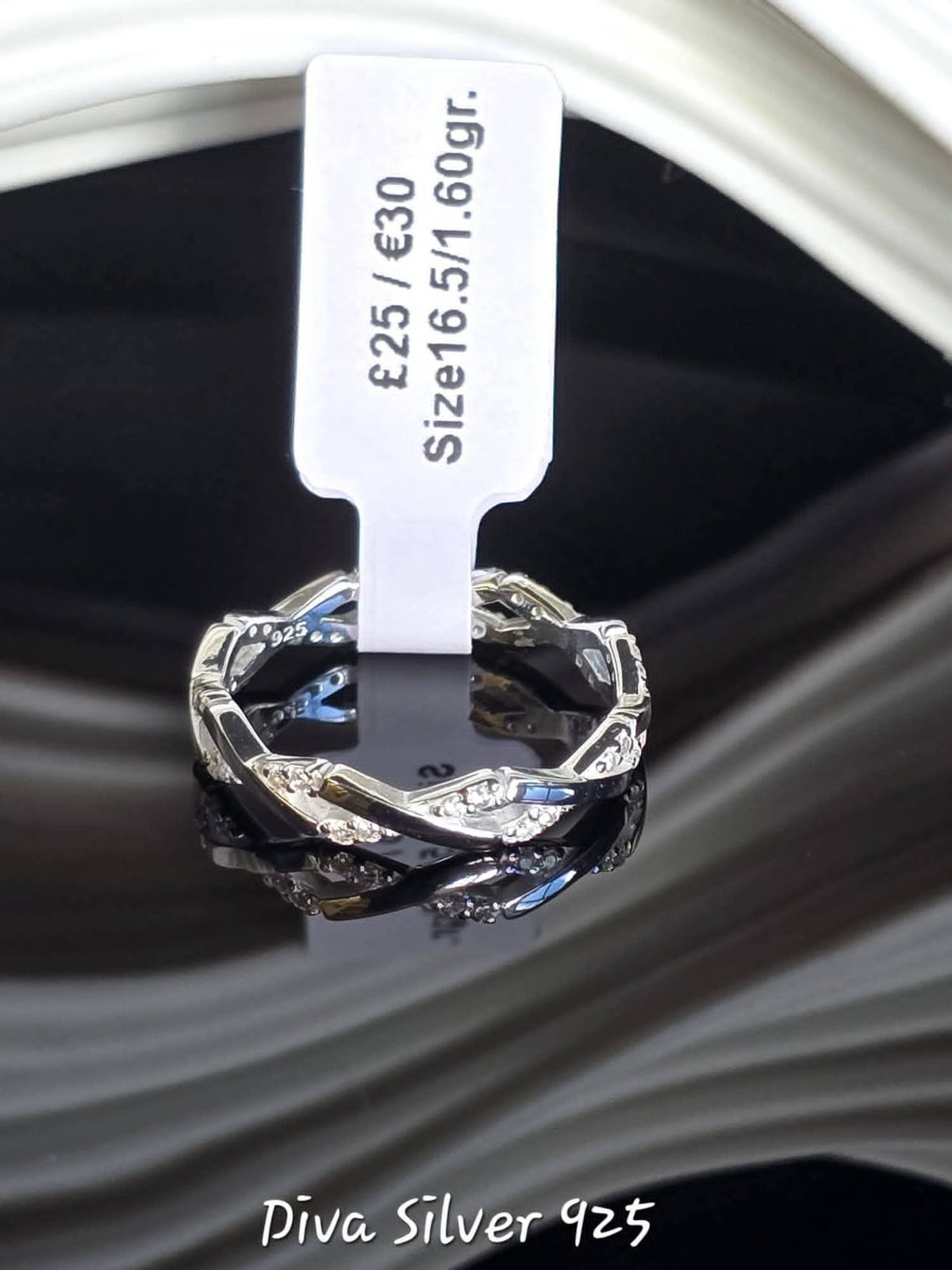 Sterling Silver Twist Zircone Stone Ring