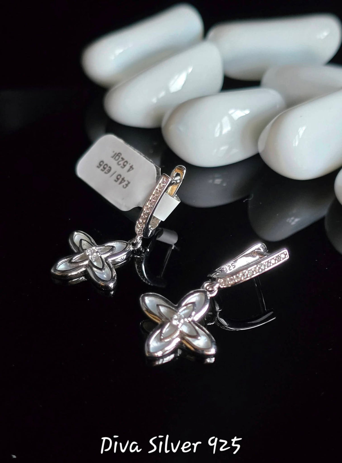 Sterling Silver Four Petal Clover Women Earrings