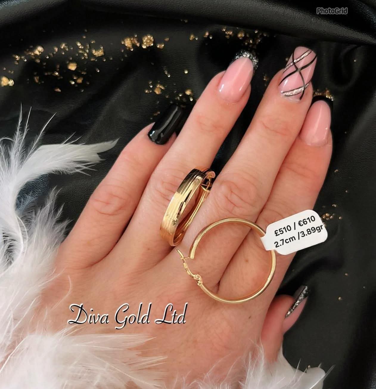 585 Gold hoop earrings. 2.7cm / 3.89gr