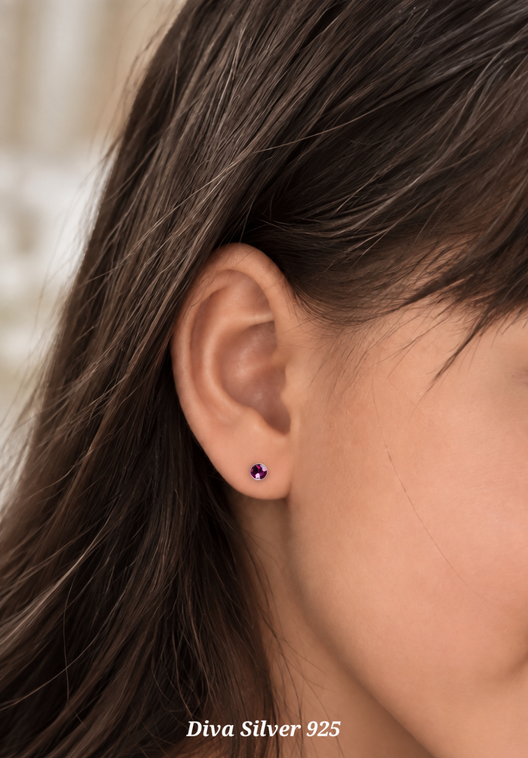 Sterling Silver Pink Stud Earrings