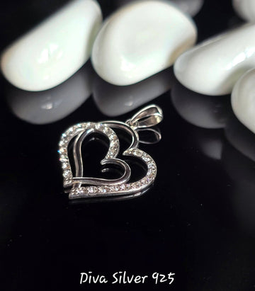 925 Sterling Double Heart Pendant