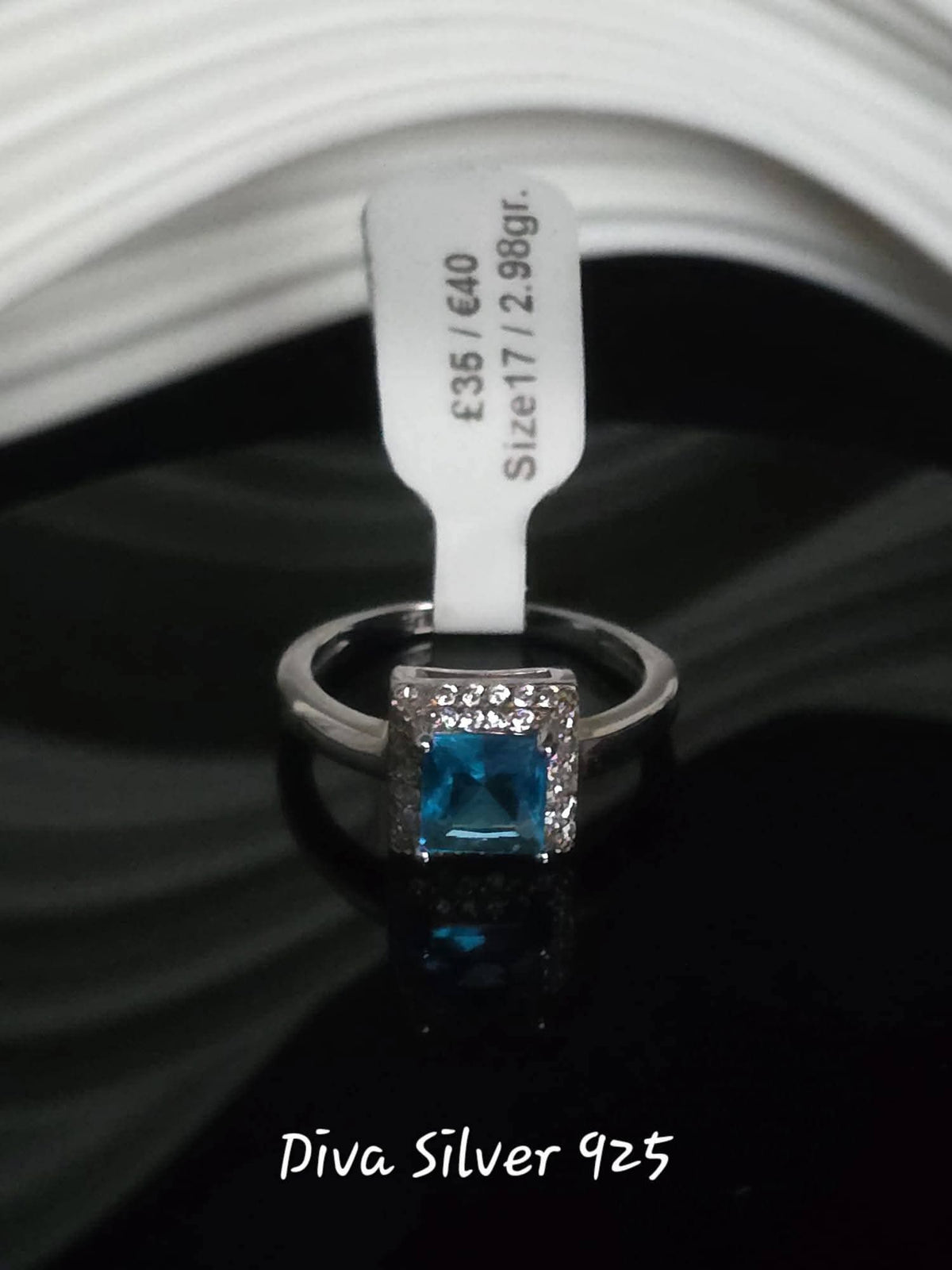 Sterling Silver Blue Center Stone Ring