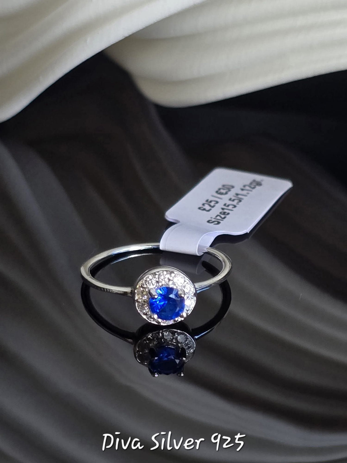 Sterling Silver Blue Round Ring