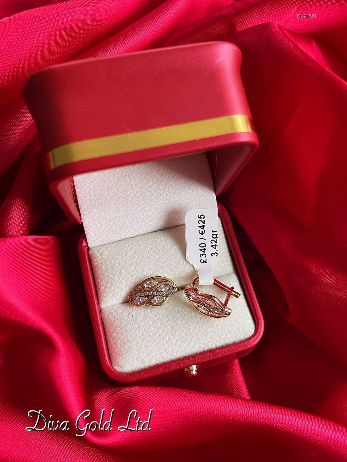 Gold 585 earrings with zircon stones