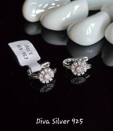Sterling Silver Floral Style Women Earrings