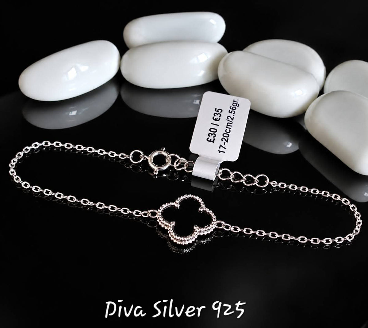 925 Sterling Shinning Black Clover Bracelet For Women