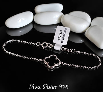 925 Sterling Shinning Black Clover Bracelet For Women