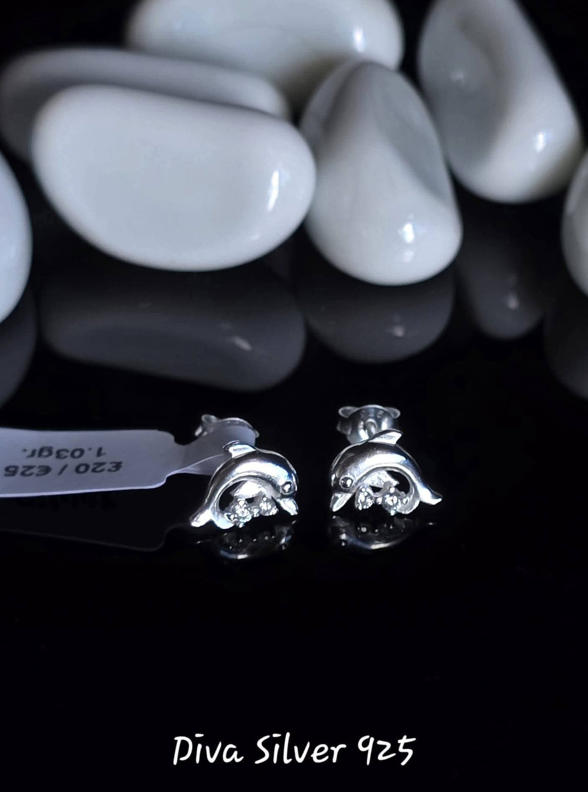 Sterling Silver Dolphin Stud Earrings