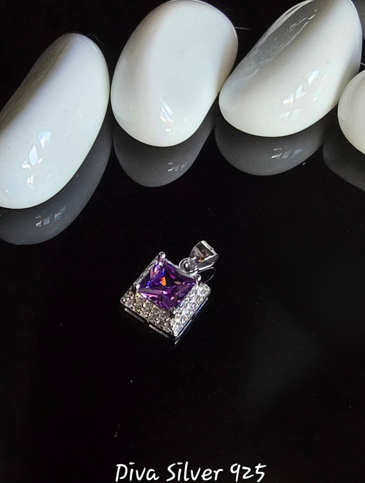 925 Sterling Square Purple Pendant