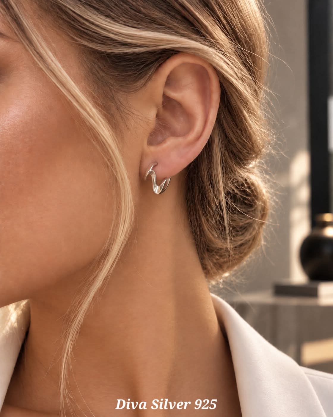Sterling Silver Wave Women Earrings