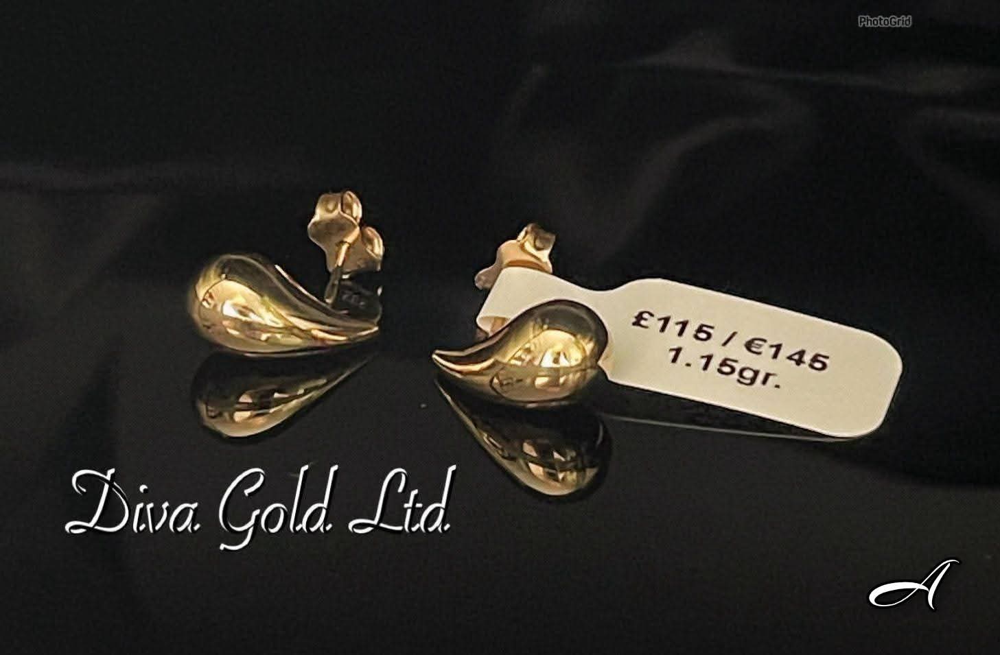 Gold 585 drops studs earrings